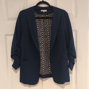 Skies Are Blue Teal Blazer with Patterned Lining - M